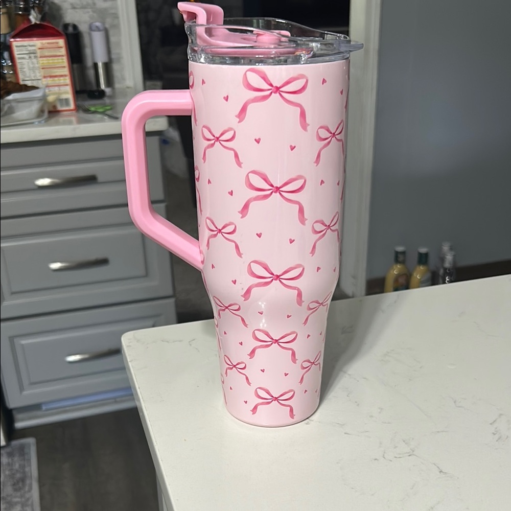Pink Bow Patterned Tumbler